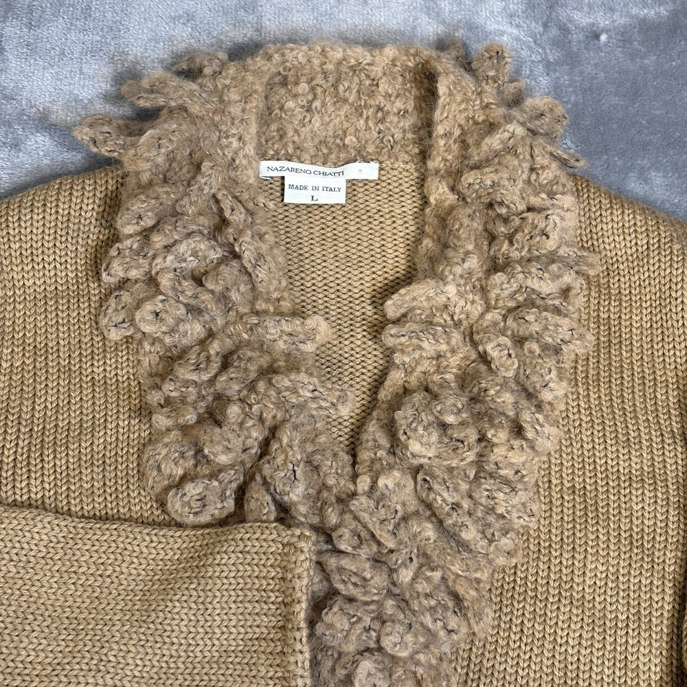 Textured Ruffle V-Neck Sweater in Tan - Picture 2 of 10